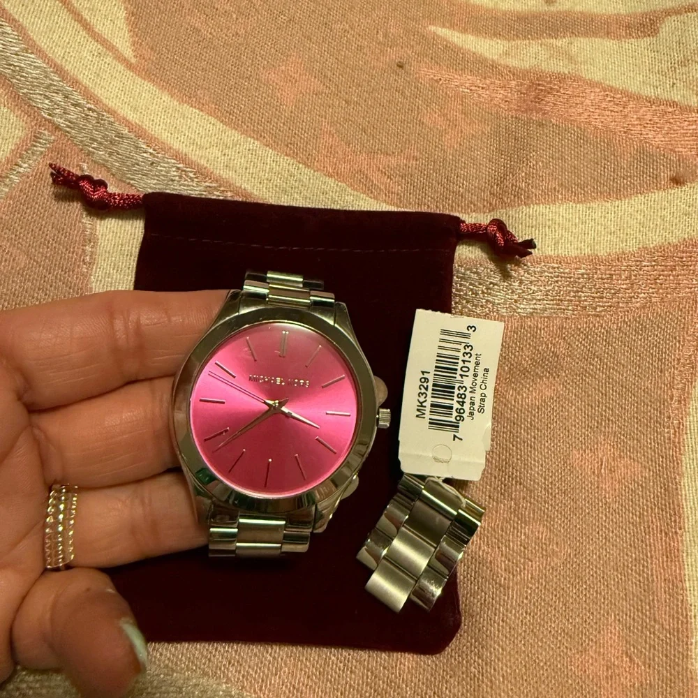 Michael Kors Pink and Silver Women's Watch - Picture 1 of 8